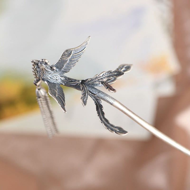 Épingle à cheveux Phénix en argent sterling 925 | Symbole de protection
