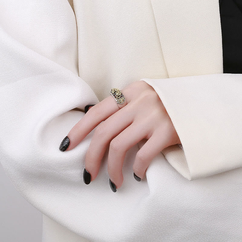 Bague Pixiu en argent sterling 925 | Porte-bonheur ajustable