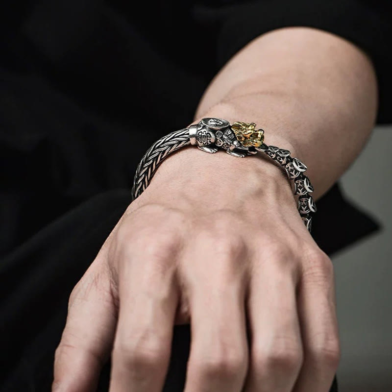 Bracelet PiXiu Wealth en argent sterling 925 avec pièces de cuivre 19 cm