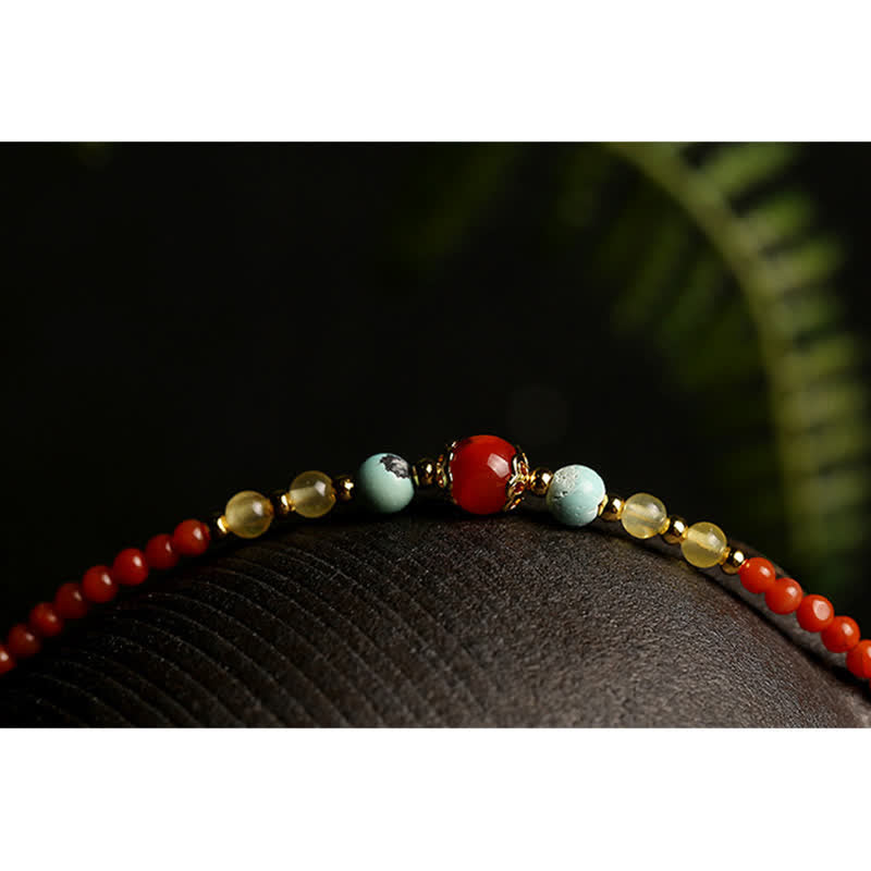Collier à breloques en argent sterling 925 et agate rouge