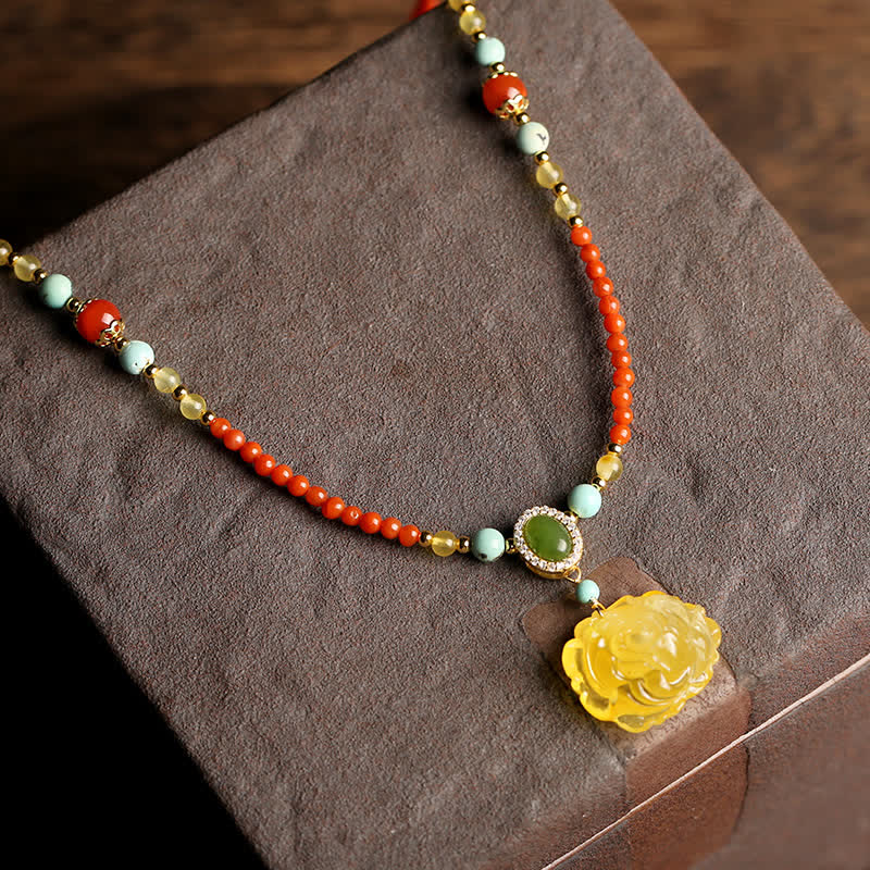 Collier à breloques en argent sterling 925 et agate rouge