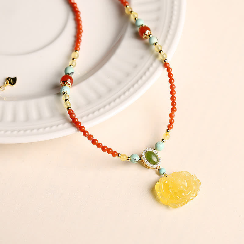 Collier à breloques en argent sterling 925 et agate rouge