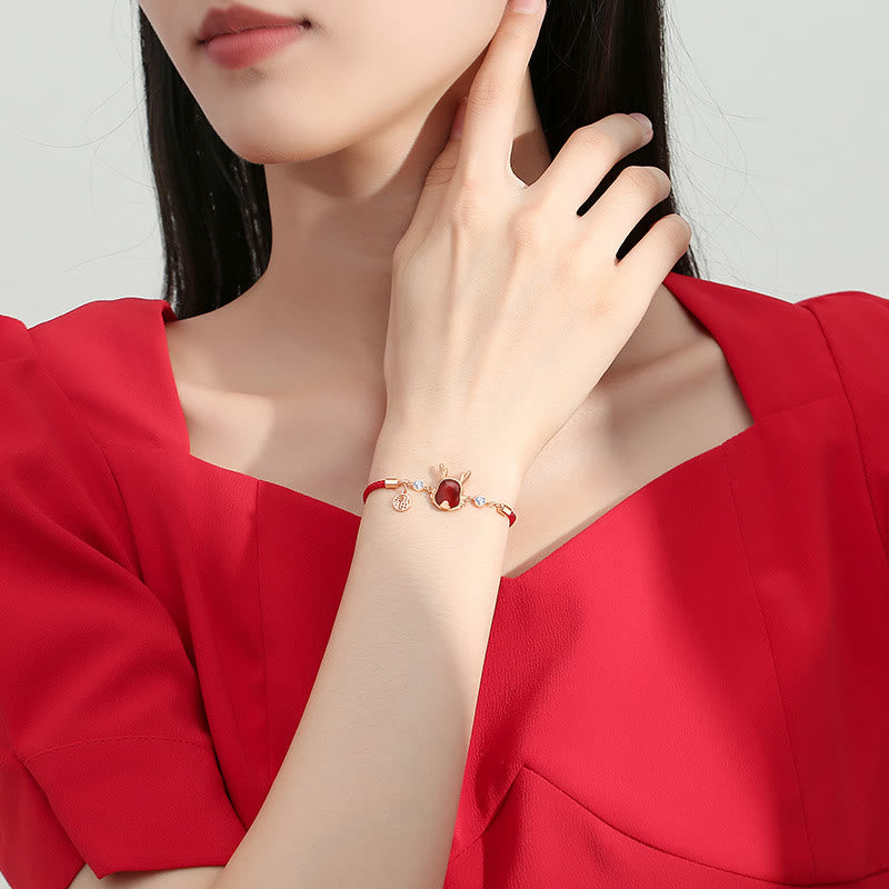 Bijoux en argent sterling 925 avec dragon en agate rouge pour la fortune et la force