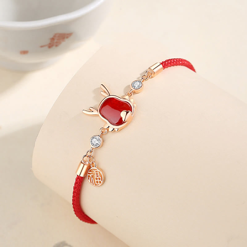 Bijoux en argent sterling 925 avec dragon en agate rouge pour la fortune et la force
