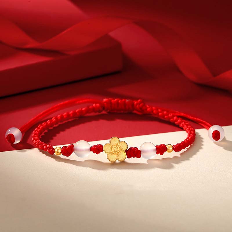 Bracelet porte-bonheur en argent sterling 925 et calcédoine rouge
