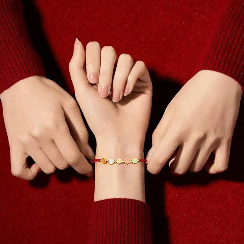 Bracelet en argent sterling 925 avec cordon rouge | Cinq façons de protéger le Dieu de la richesse