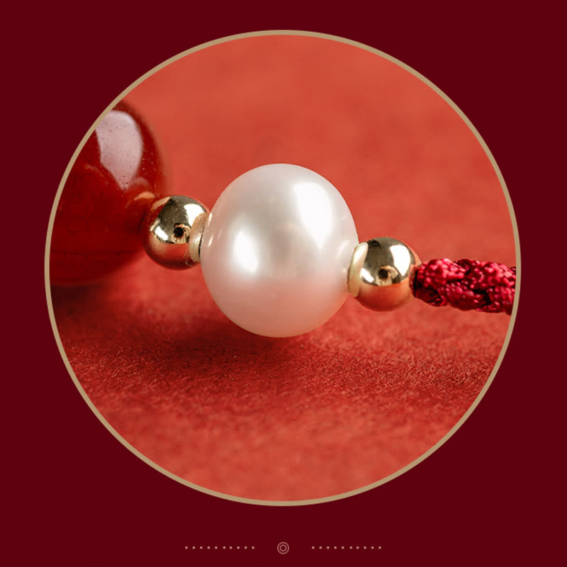 Bracelet en argent sterling 925 avec cordon rouge et personnage Fu