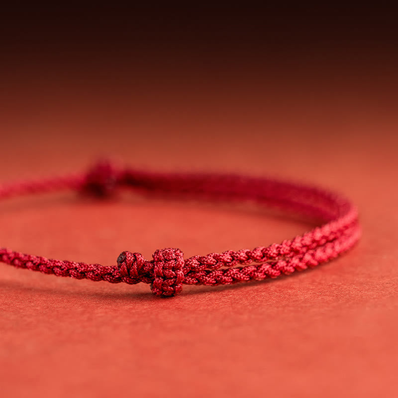 Bracelet en argent sterling 925 avec cordon rouge et personnage Fu
