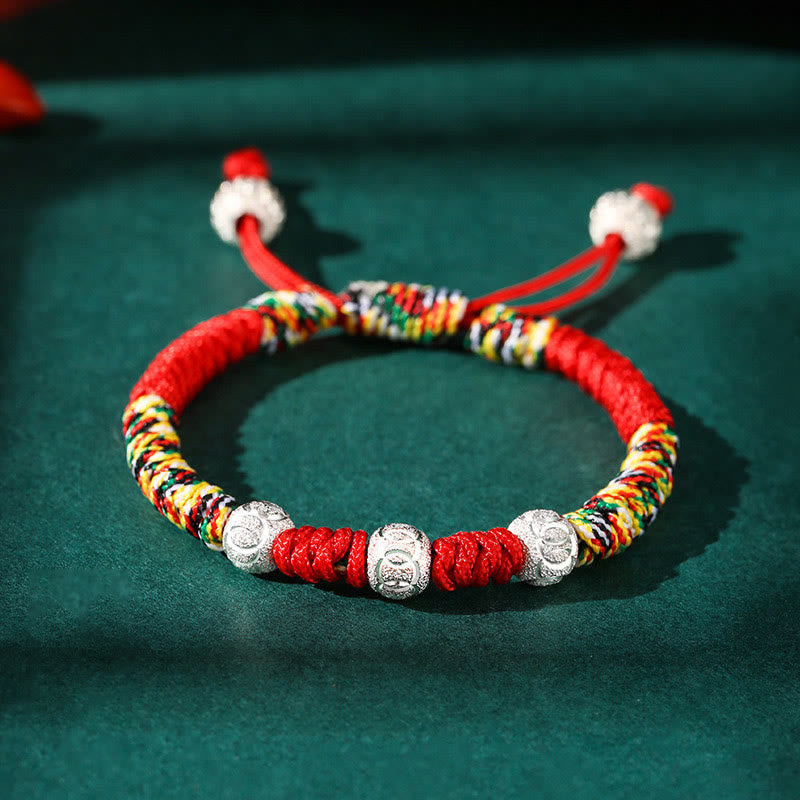 Bracelet enfant en argent sterling 925 avec cordon rouge | Résistance et protection
