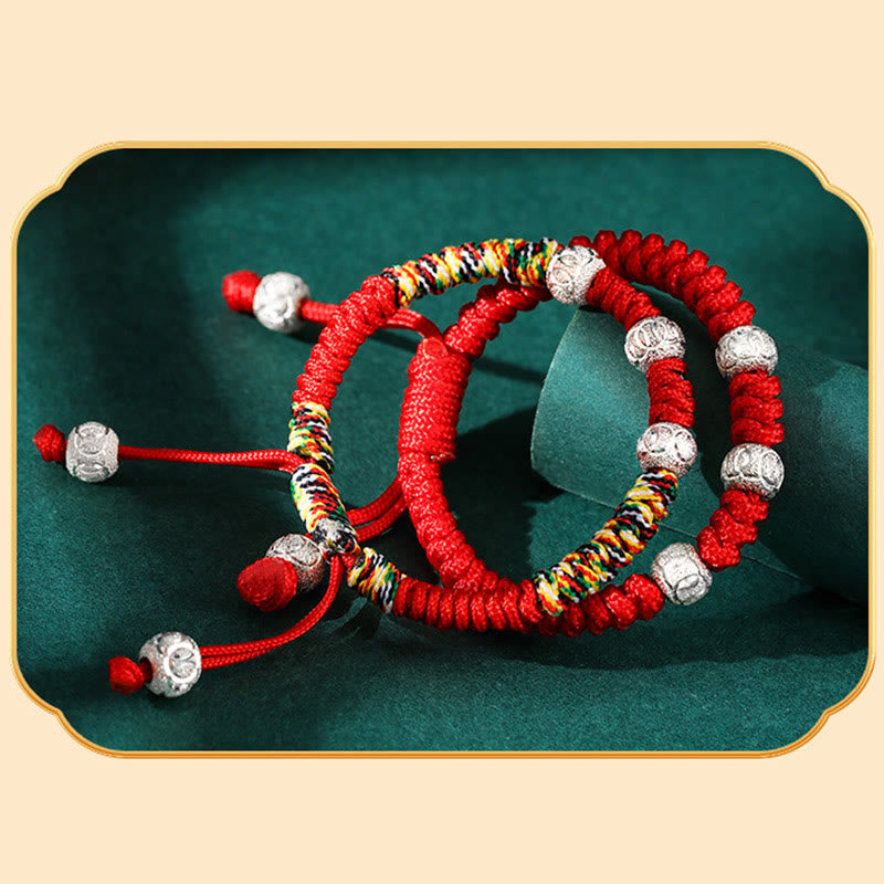 Bracelet enfant en argent sterling 925 avec cordon rouge | Résistance et protection
