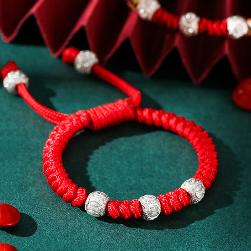 Bracelet enfant en argent sterling 925 avec cordon rouge | Résistance et protection
