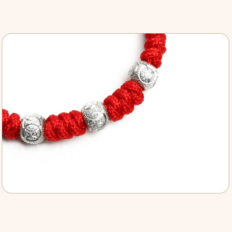 Bracelet enfant en argent sterling 925 avec cordon rouge | Résistance et protection