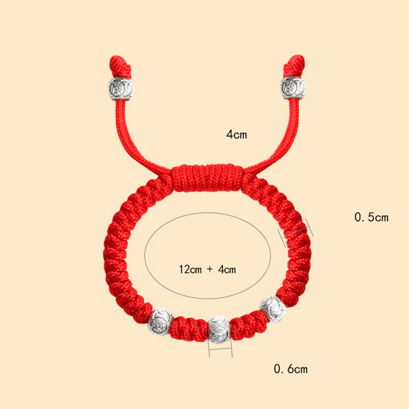 Bracelet enfant en argent sterling 925 avec cordon rouge | Résistance et protection