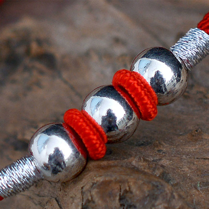 Bracelet en argent sterling 925 avec cordon rouge pour la protection et la chance