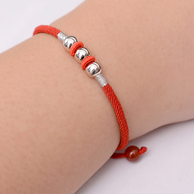Bracelet en argent sterling 925 avec cordon rouge pour la protection et la chance