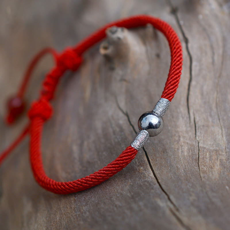 Bracelet en argent sterling 925 avec cordon rouge pour la protection et la chance