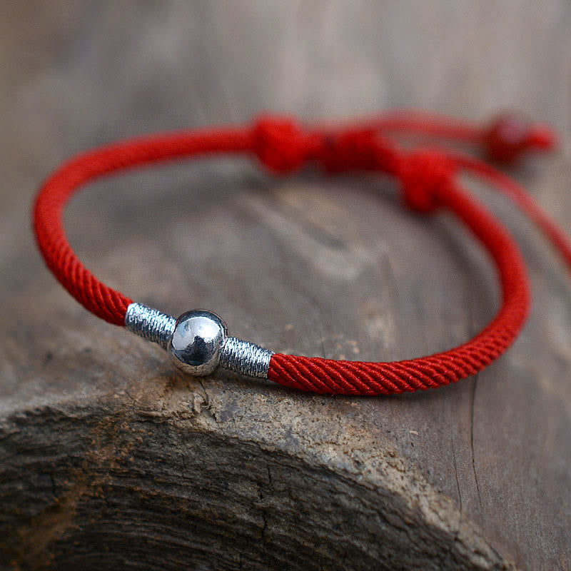 Bracelet en argent sterling 925 avec cordon rouge pour la protection et la chance