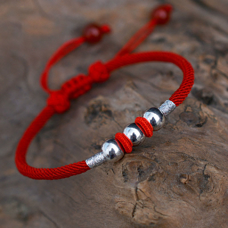 Bracelet en argent sterling 925 avec cordon rouge pour la protection et la chance