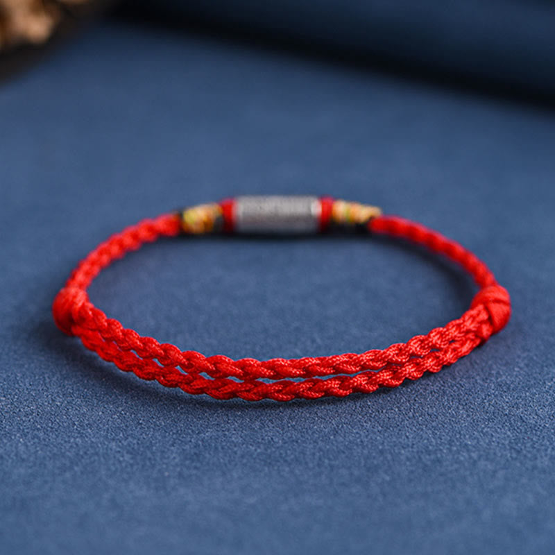 Bracelet en argent sterling 925 avec cordon rouge pour la protection et la force