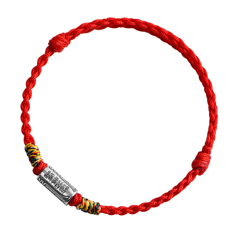 Bracelet en argent sterling 925 avec cordon rouge pour la protection et la force