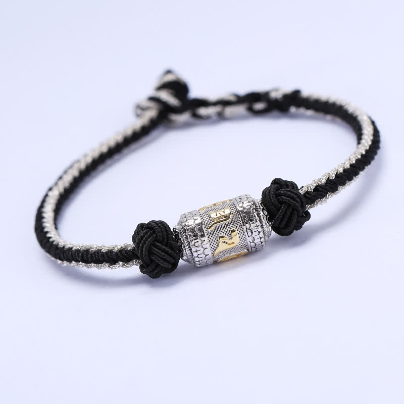 Bracelet en argent sterling 925 avec fil rouge et roue de prière pour la force et la chance