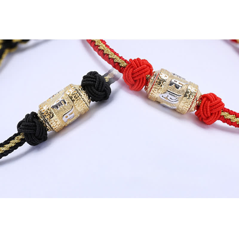 Bracelet en argent sterling 925 avec fil rouge et roue de prière pour la force et la chance
