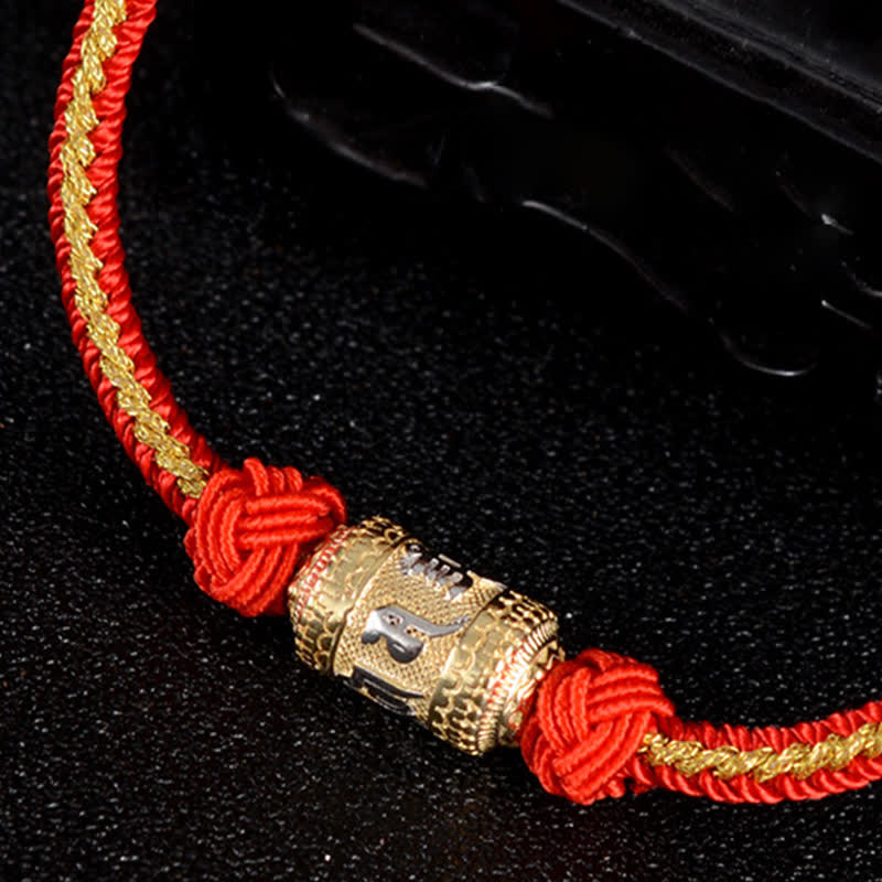 Bracelet en argent sterling 925 avec fil rouge et roue de prière pour la force et la chance