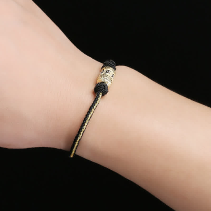 Bracelet en argent sterling 925 avec fil rouge et roue de prière pour la force et la chance