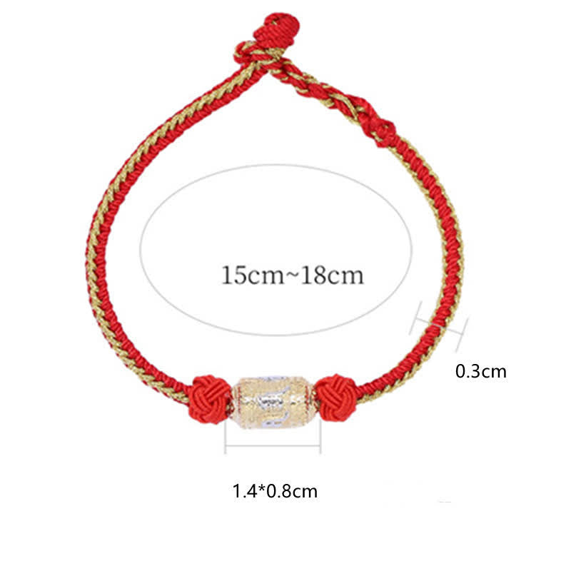 Bracelet en argent sterling 925 avec fil rouge et roue de prière pour la force et la chance