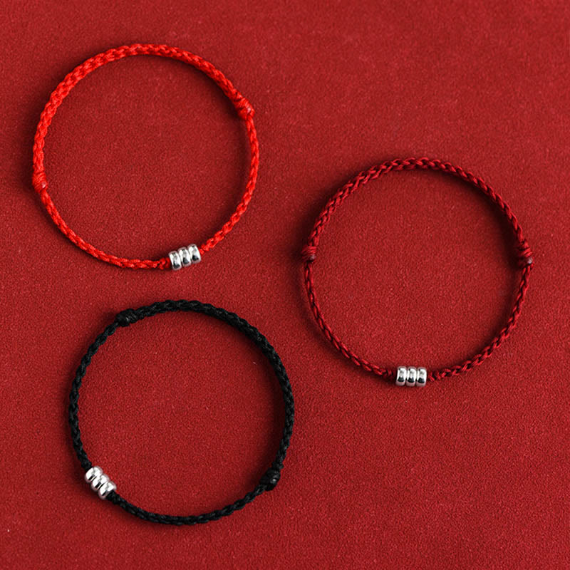 Bracelet de cheville de protection en argent sterling 925 avec cordon rouge