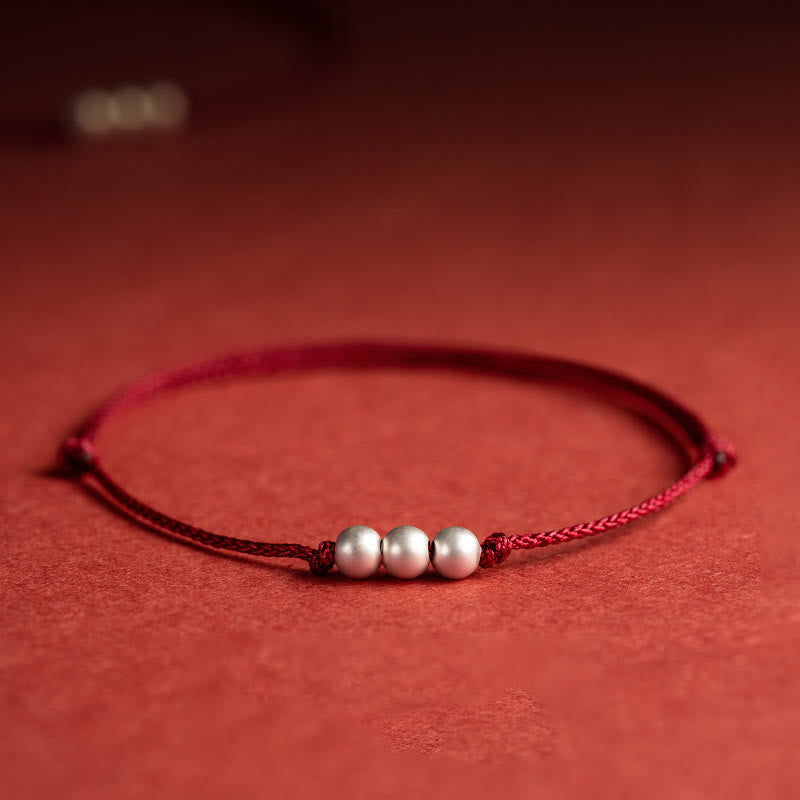 Bracelet de cheville de protection en argent sterling 925 avec cordon rouge