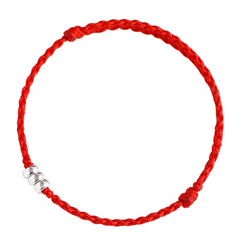 Bracelet de cheville de protection en argent sterling 925 avec cordon rouge