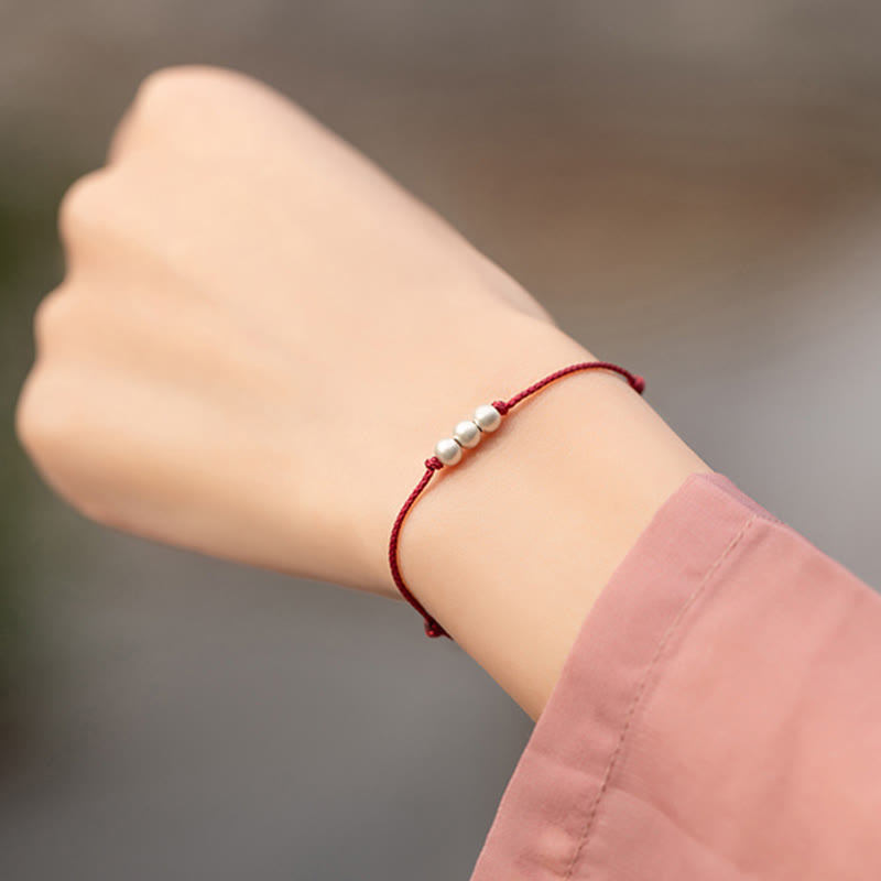 Bracelet de cheville de protection en argent sterling 925 avec cordon rouge