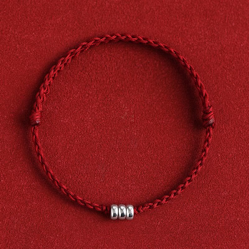 Bracelet de cheville de protection en argent sterling 925 avec cordon rouge