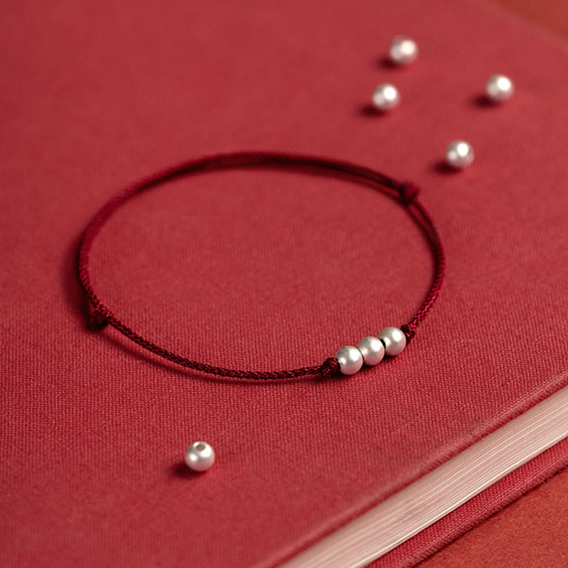 Bracelet de cheville de protection en argent sterling 925 avec cordon rouge