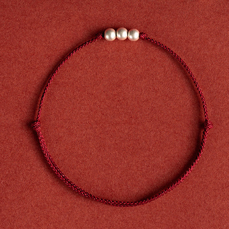 Bracelet de cheville de protection en argent sterling 925 avec cordon rouge