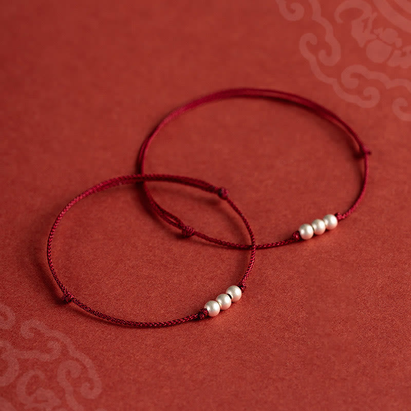 Bracelet de cheville de protection en argent sterling 925 avec cordon rouge