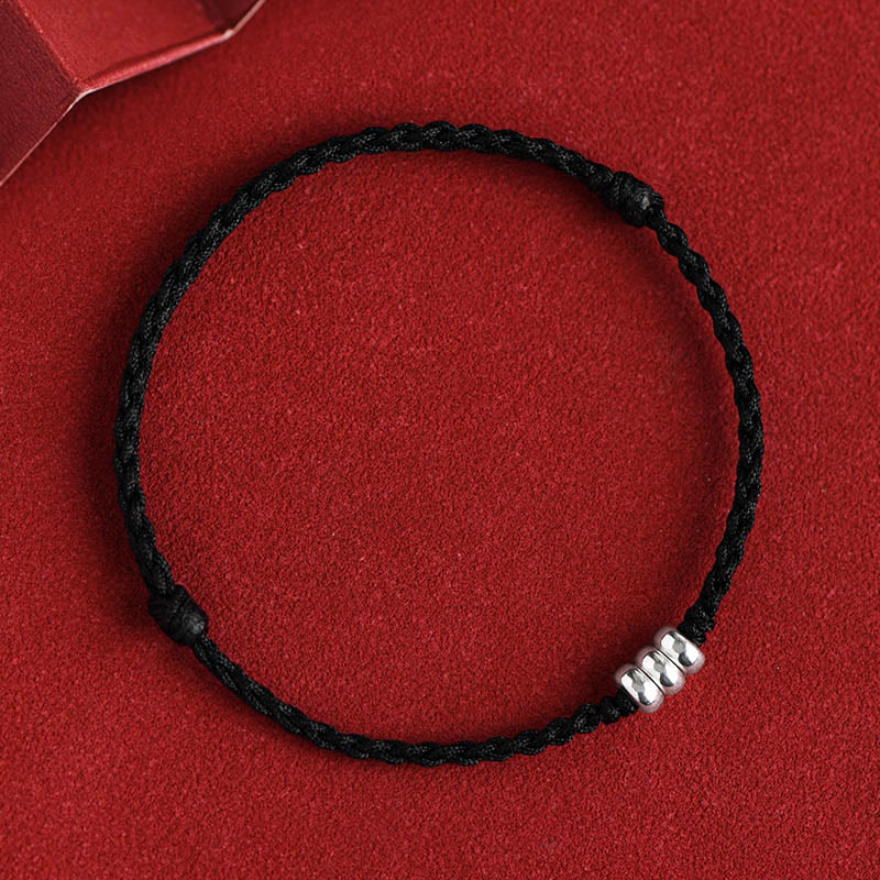 Bracelet de cheville de protection en argent sterling 925 avec cordon rouge