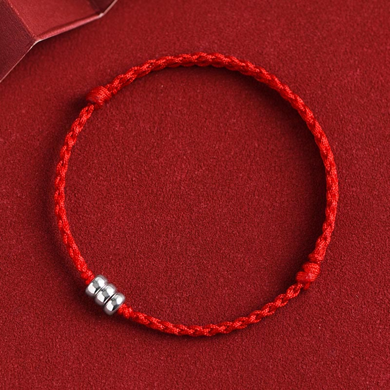 Bracelet de cheville de protection en argent sterling 925 avec cordon rouge