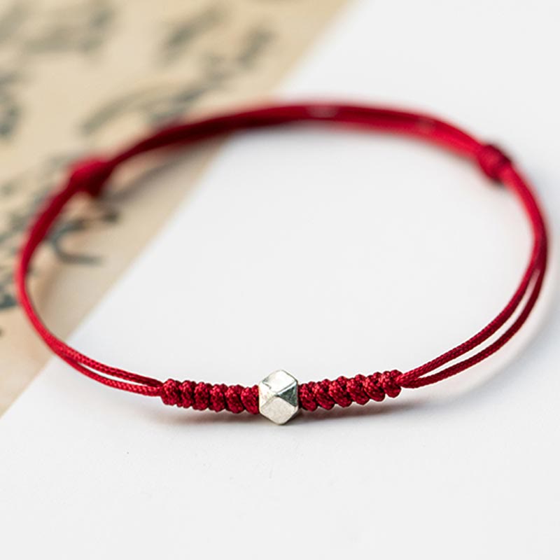 Bracelet de protection unisexe en argent sterling 925 avec cordon rouge