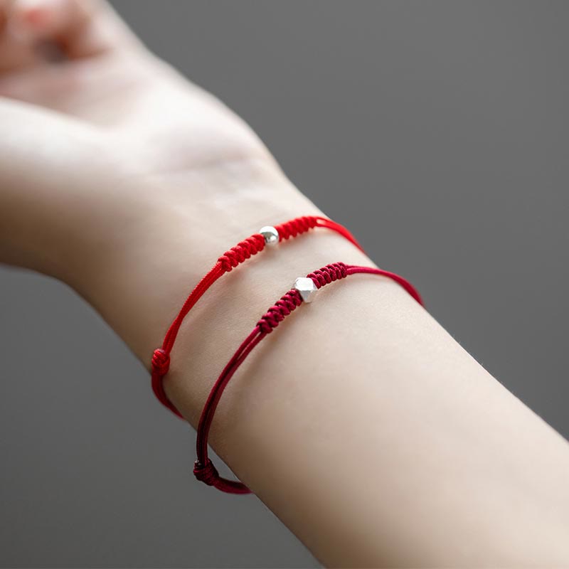 Bracelet de protection unisexe en argent sterling 925 avec cordon rouge