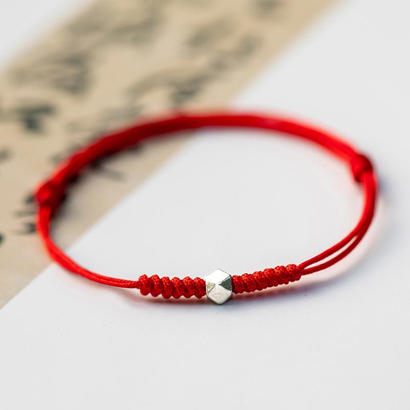 Bracelet de protection unisexe en argent sterling 925 avec cordon rouge