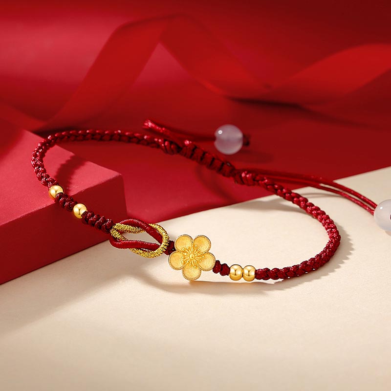 Bracelet porte-bonheur en argent sterling 925 et calcédoine Sakura