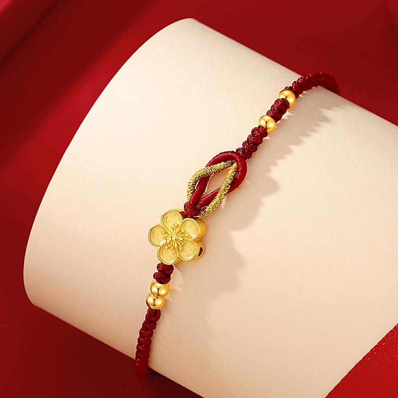 Bracelet porte-bonheur en argent sterling 925 et calcédoine Sakura