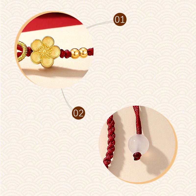 Bracelet porte-bonheur en argent sterling 925 et calcédoine Sakura