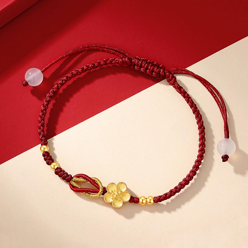 Bracelet porte-bonheur en argent sterling 925 et calcédoine Sakura