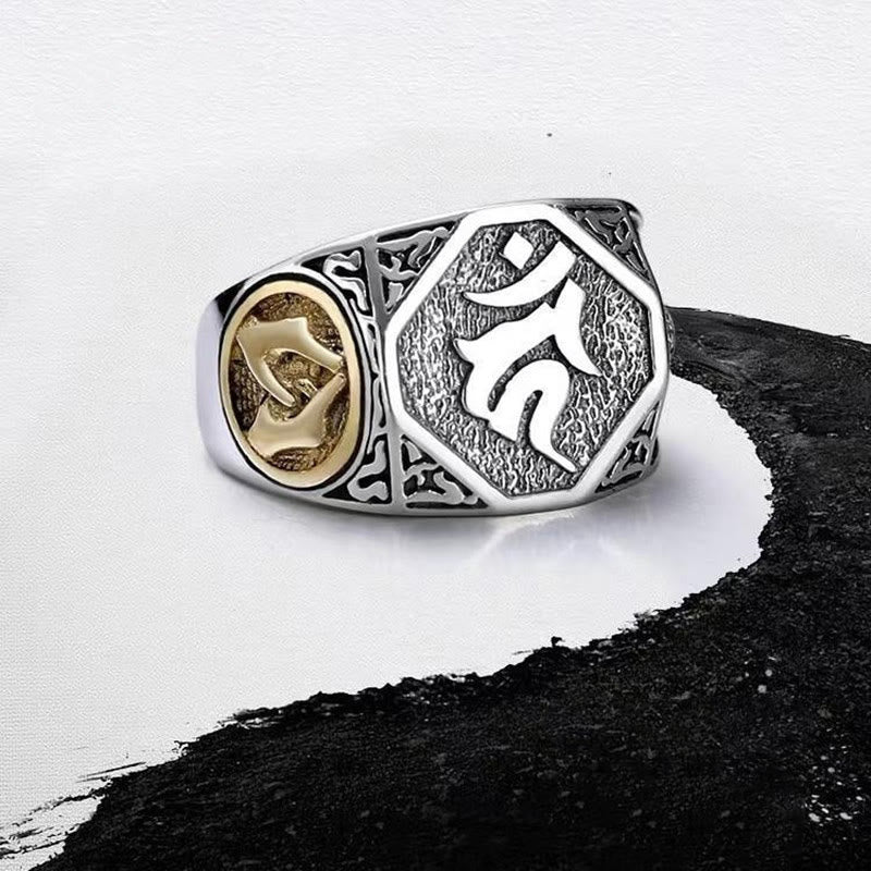 Bague de protection spirituelle réglable en argent sterling 925 sanskrit