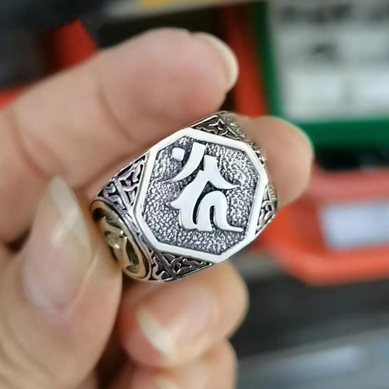 Bague de protection spirituelle réglable en argent sterling 925 sanskrit