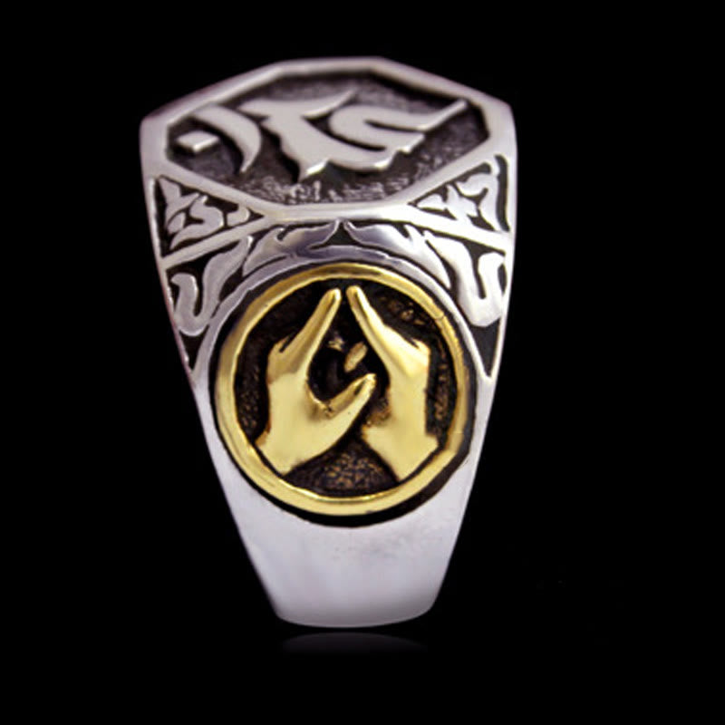 Bague de protection spirituelle réglable en argent sterling 925 sanskrit