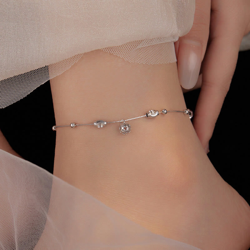 Bracelet de cheville simple en argent sterling 925 avec perles